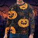 Halloween Graphic Sweatshirt – Spooky Pumpkin & Spider Web Print (S-5XL, Polyester, Oversized Fit)_viptrois.com