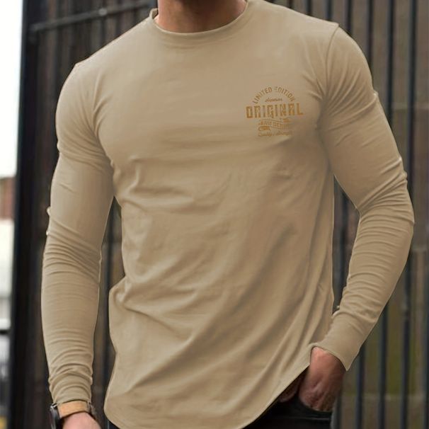 Men's Spring And Autumn Cotton Loose And Comfortable Versatile Letter Pattern Printed Round Neck Long Sleeve T-shirt Top_viptrois.com