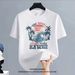 【DORAE】Unisex Oversized T-shirt (100% Cotton) Off-White ("HAWAII Sunset Wave" Print & Retro Vacation Casual Design) – Casual Style For Everyday Casual_viptrois.com