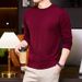 Worsted Knitted Long Sleeve Sweater Men's Thin Crew Neck Bottom Sweater Men's Clothing_viptrois.com