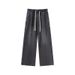 Casual Drawstring Jeans – Relaxed Fit, High-Stretch Washed Denim For Men (S-4XL, Stonewash Blue/Black/Gray, Tumble-Dry Friendly)_viptrois.com