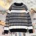 Men’s Striped Knit Sweater – Oversized Drop Shoulder Pullover With Contrast Color Blocking, Long Sleeve Casual Streetwear Top For Winter_viptrois.com