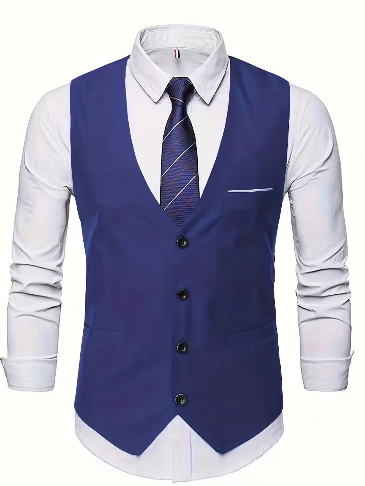 Men's Clothing New Spring And Autumn Casual Men's Wear Solid Color Free Ironing Fashionable Urban Work Men's Suit Vest_viptrois.com
