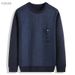1 Dropshipping New Winter Sweater For Middle-aged And Elderly Men, Blended Wool Sweater, Fleece-lined Thickened Crew Neck_viptrois.com