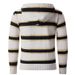 Men's Thick Striped Hooded Sweater - Winter Warm Knit Pullover, Casual Loose Fit, Soft Polyester, Black/White/Blue (Sizes M-xxxxl)_viptrois.com