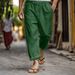 Men's Clothing Men's Casual Summer Elastic Waist Drawstring Multi Pocket Cotton And Linen Trousers Beach Pants_viptrois.com