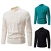 Men's Semi-Turtle Neck Sweater, Jacquard Knit Pullover, Breathable & Stretchable Polyester Blend, Slim Fit Thermal Base Layer (Black/_viptrois.com