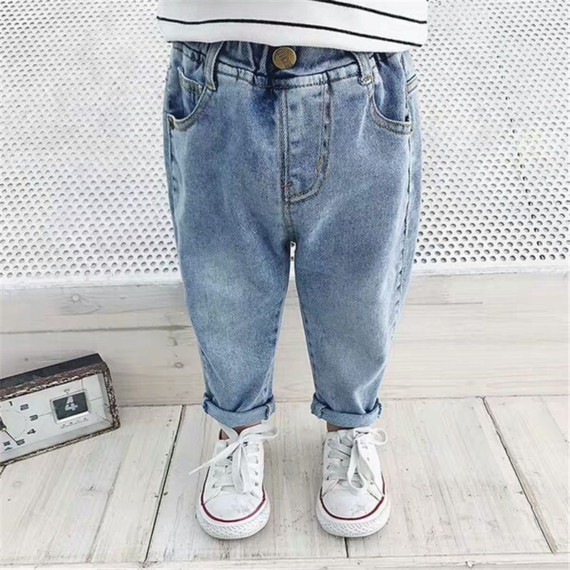 Children's clothing, children's pants, spring and autumn baby stretch jeans, boys, stylish, girls, versatile loose trousers, Korean style trendy_viptrois.com