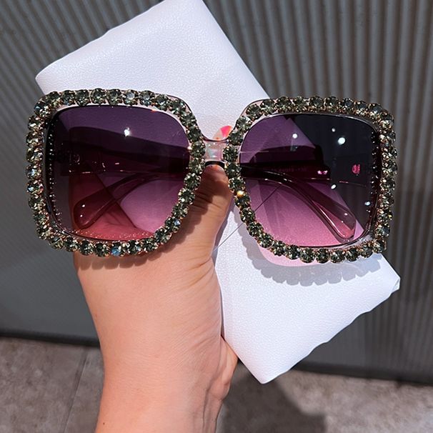 Internet Celebrity Hot Girl Sunglasses Cross Border Personalized Diamond Glasses Fashionable And Versatile Simple Square Frame Sunglasses For Women_viptrois.com