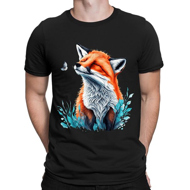 Fox And Butterfly Art Cool Animal Lovers Novelty Mens Womens T-Shirt Mens Womens Tees Tops Top #DNE_viptrois.com