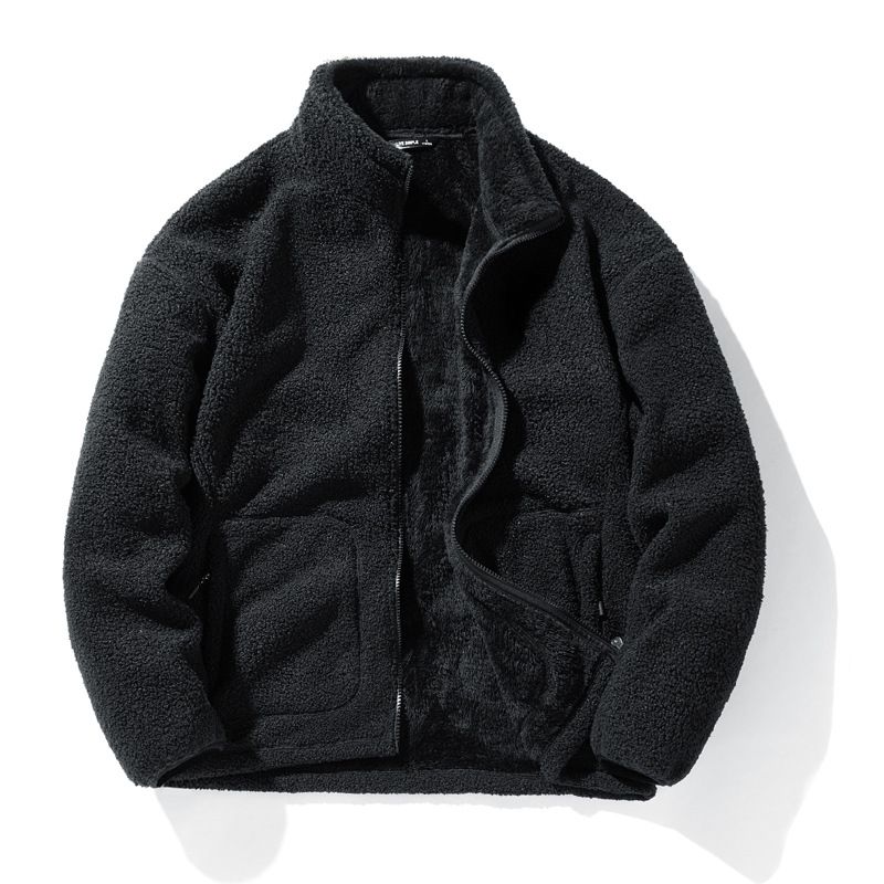 Men’s Fleece Jacket – Winter Sherpa-Lined Zip-Up Coat (M-5XL, Windproof Polyester, Stand Collar, Relaxed Fit, Outdoor & Casual Wear)_viptrois.com