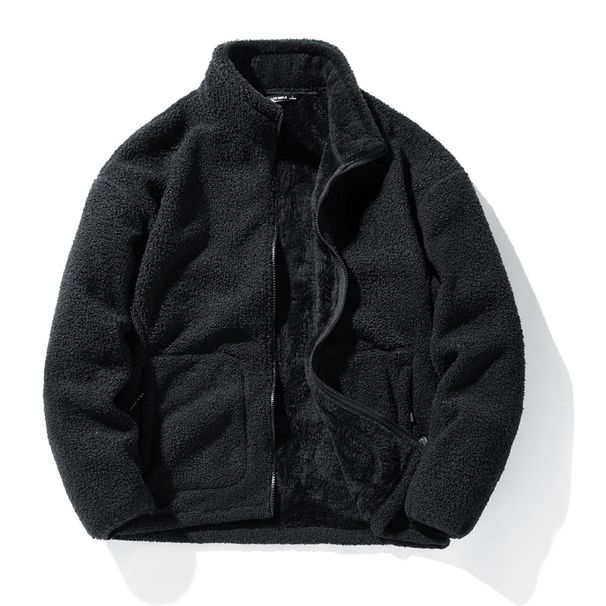 Men’s Fleece Jacket – Winter Sherpa-Lined Zip-Up Coat (M-5XL, Windproof Polyester, Stand Collar, Relaxed Fit, Outdoor & Casual Wear)_viptrois.com