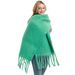 Unisex Women's shawl long fringe coarse beard grass green thick solid color scarf_viptrois.com