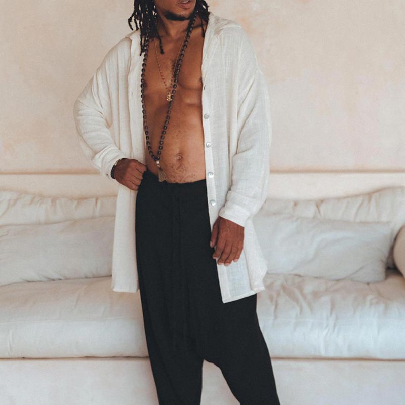 Men's Clothing Men's New Long Sleeved Button Down Mid Length Shirts Casual Vacation Style Tops For Men_viptrois.com