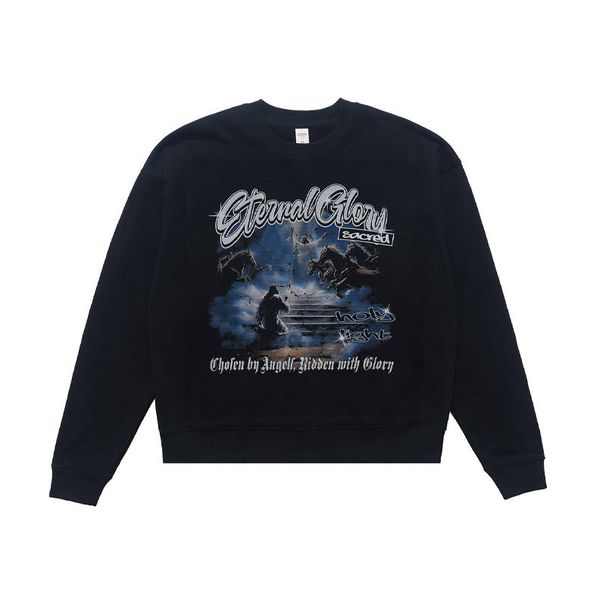Autumn/Winter Fleece-Lined Sweatshirt American Street Style Brand Round Neck With Composite Direct-Printed "God"_viptrois.com