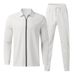 Men's Waffle Knit Zipper Cardigan Long Sleeve Two-Piece Set Collar Casual Spring Autumn_viptrois.com