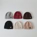 Kids'caps Children's knitted hat autumn and winter new woolen yarn simple solid color letter woolen hat warm pullover hat_viptrois.com