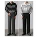 Pure Korean Style Trendy Color-Block Striped Polo Collar Knit Sweater For Men, Autumn And Winter High-End Long Sleeve Top_viptrois.com