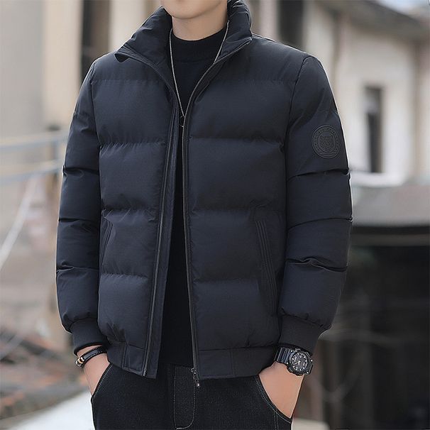 Men's Stand Collar Fashion Winter Thickened Casual Warm Coat Plus Size Workwear Cold-Proof Cotton Padded Jacket_viptrois.com