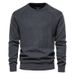 Loom Autumn Winter European American Solid Color Sweater Casual Men's Quality Knitwear Round Neck Trendy Top High Elastic_viptrois.com