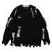 Men's Distressed Knit Sweater - Oversized High Street Fashion Pullover With Retro Asymmetrical Design, Warm Winter Casual Crewneck Jumper_viptrois.com