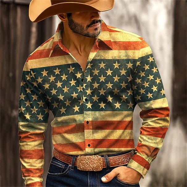 2025 Nueva Camisa Para Hombre Con Estampado 3D De Alta Definición Estilo Vaquero Occidental Tops Para Hombre Diseño Casual De Moda Tela Cómoda_viptrois.com