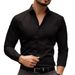 Men's Clothing Men's Business Lapel Shirt Solid Color Long Sleeved Casual Shirt Non Iron Suit Shirt_viptrois.com