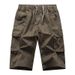 Summer Cotton Men's Casual Seven Piece Large Size Elastic Youth Workwear Shorts, Checkered Pattern_viptrois.com