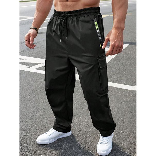 Men's Cargo Jogger Pants - Oversized Workwear Trousers With Drawstring Waist & Multi-Pockets, Polyester Casual Streetwear_viptrois.com
