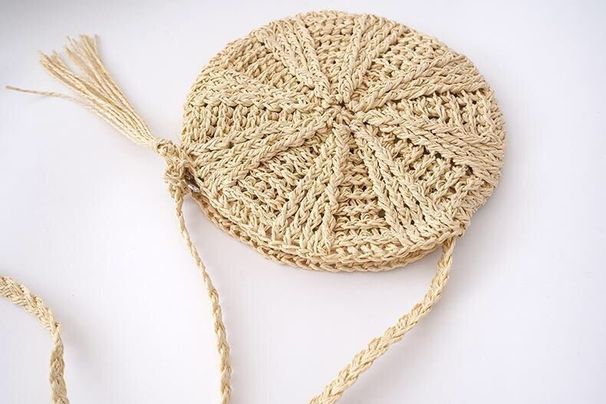 Tide Season Football Simple Round Tassel Windmill Small Bag Hand Held Crossbody Beach Bag Crochet Bag_viptrois.com