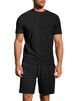 Men's Summer Jacquard Short-Sleeve Shirt & Shorts Set – Loose-Fit Breathable Athletic Outfit (Solid Color Casual Wear)_viptrois.com