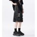 Men's Distressed Denim Shorts, Lightweight Ripped Knee-Length Cargo Shorts With Multiple Pockets, Loose Fit Streetwear Hip Hop Style Summer Shorts_viptrois.com
