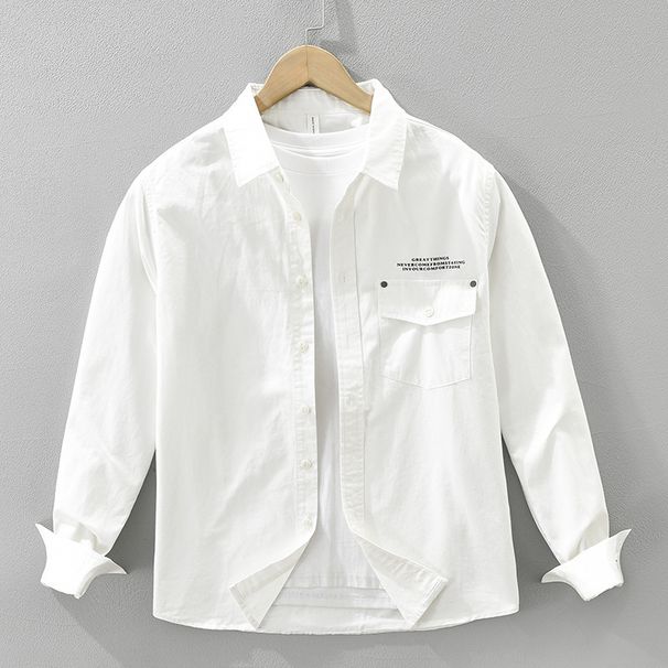 Workwear Printed Long Sleeved Shirt For Men, Fashionable And Versatile, Artistic And Casual Loose Top_viptrois.com