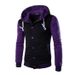 Men's Slim Fit Hooded Baseball Jacket Lightweight Fleece Zip-Up Sweatshirt With Stand Collar & Side Pockets - Trendy Color Block Casual Outerwear_viptrois.com