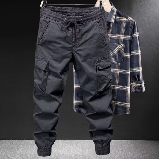 Men's Clothing Loose Youth Popular Casual Pants Overalls Solid Color Nine Point Pants Trendy Leggings Ins_viptrois.com