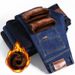 Men's Fleece-Lined Straight Leg Jeans - Winter Warm Casual & Business Trousers, Comfortable Stretch Denim For Work & Daily Wear_viptrois.com