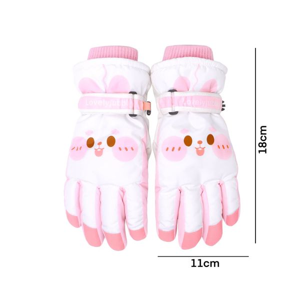 Cute Girl Heart Pink Rabbit Winter Skiing and Cycling with Velvet Warmth Windproof Gloves Touchable Screen_viptrois.com