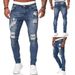 Men's Slim Fit Ripped Jeans – Straight Leg Stretch Denim With Vintage Wash & Multi-Pocket Design (6 Colors, 6 Sizes)_viptrois.com