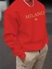 Men's Loose Casual Fashion MILANO 96 Letter Pattern Printed Round Neck Long Sleeved Pullover Hoodie For Autumn And Winter_viptrois.com