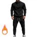 Herrenbekleidung 25 Jahre Herrenmodetrend Herren Casual Plus Samt warmer Reißverschluss Stehkragenanzug_viptrois.com
