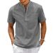 Baumwolle Leinen Hemd Männer Henley Neck Tasche Casual Strand Kurzarm Einfarbig Männlich Tops T-shirts Vintage Streetwear_viptrois.com