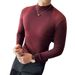 High-Quality Autumn Winter Half Turtleneck Stretch Long Sleeve Cotton Slim Fit Mid-Neck T-Shirt Korean Style Men's White_viptrois.com