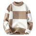 New color blocking sweater for men in autumn and winter, semi high neck knitted base sweater, men's thick warm wool clothes_viptrois.com