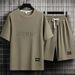 Men's Short Sleeved T-Shirt Set Casual Loose Fit Summer Sports Two Piece Trendy Youth Outfit_viptrois.com