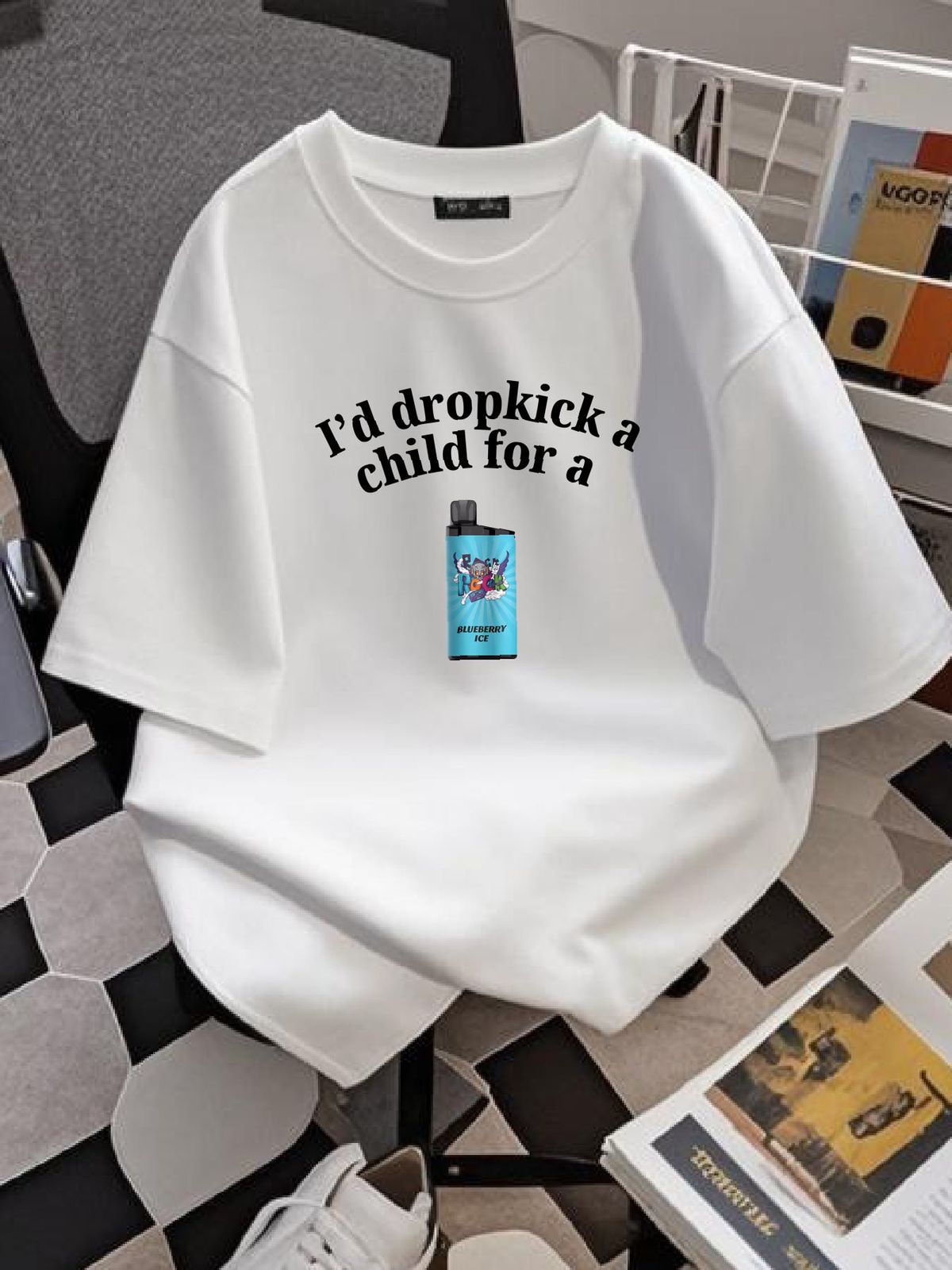 I Would Dropkick A Child For IGET Bar Vape T Shirt Funny Meme Satire Smoking Homme Stretched Unisex Designer Clothes Versatile Comfortable_viptrois.com