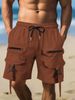 Summer Men's Wear, Ins Workwear, Multi-pocket Casual Five-inch Straight Shorts, Drawstring Workwear Pants_viptrois.com