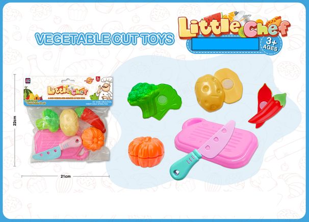 Mother & Kids Fruit And Vegetable Cutting Set Fruit & Vegetable Pretend Play Cutting Set With Grill Bucket – Educational Kitchen Toy For Kids (20PCS)_viptrois.com