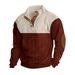 Spring Autumn 2025 Fashion Outerwear Youth Men's Stand Collar Half Button Splicing Long Sleeve Casual Slim Sweatshirts_viptrois.com