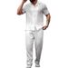 Men's Clothing Summer Lapel Solid Color Short Sleeve Button Trousers Men's Casual Shirt Men_viptrois.com