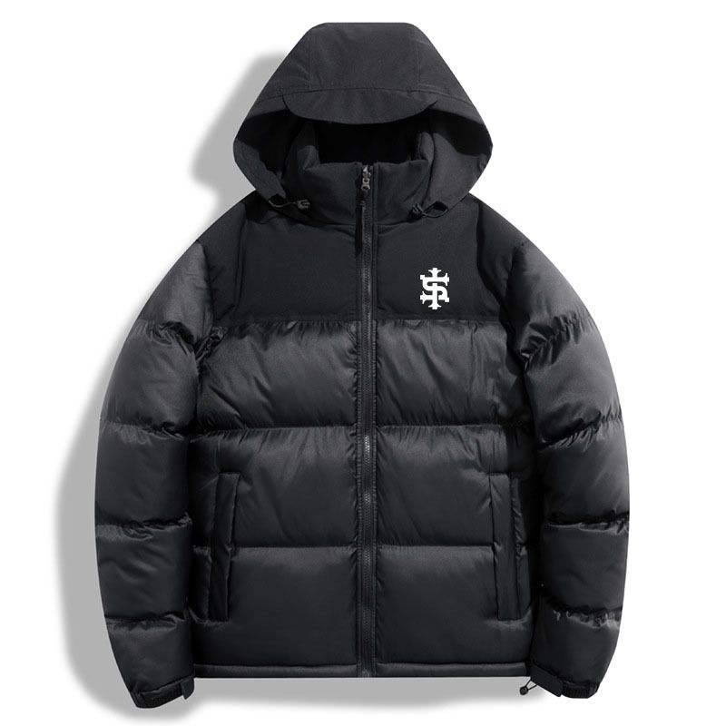 Unisex Winter Hooded Coat With Windproof & Thermal Padding - Oversized IS Letter Print Casual Jacket For Couples_viptrois.com